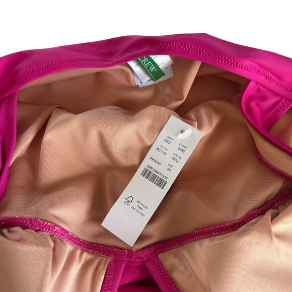 J.Crew Radiant Fuchsia Ruched V-Neck One Piece Swimsuit Women's Size 22 NWT - Picture 6 of 10